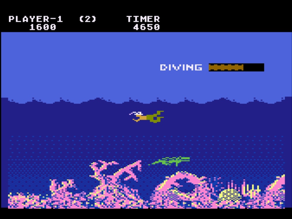 Gameplay of Jungle Hunt for Atari 8 Bit